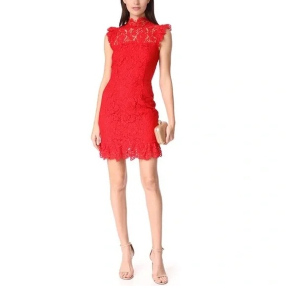 Revolve Aijek Orange Into The Night‎ Lace Mini Dress Size 3 Cocktail